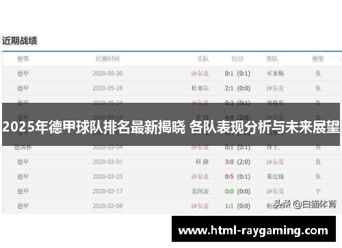 2025年德甲球队排名最新揭晓 各队表现分析与未来展望